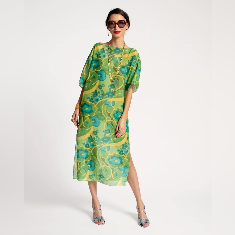 NWT Marguerite Sheer Coverup Maxi Flower Power